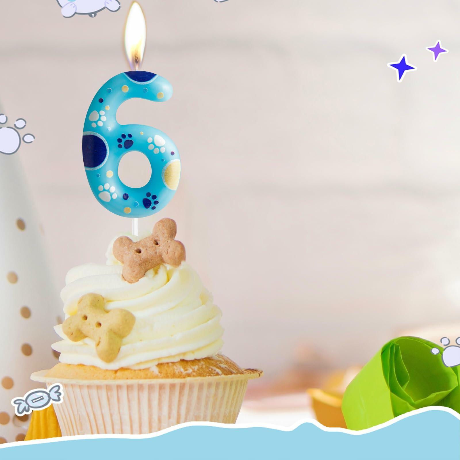 FUNCANDLE Blue Dog Paw Print Birthday Candle Number 2 Size 2 Blue