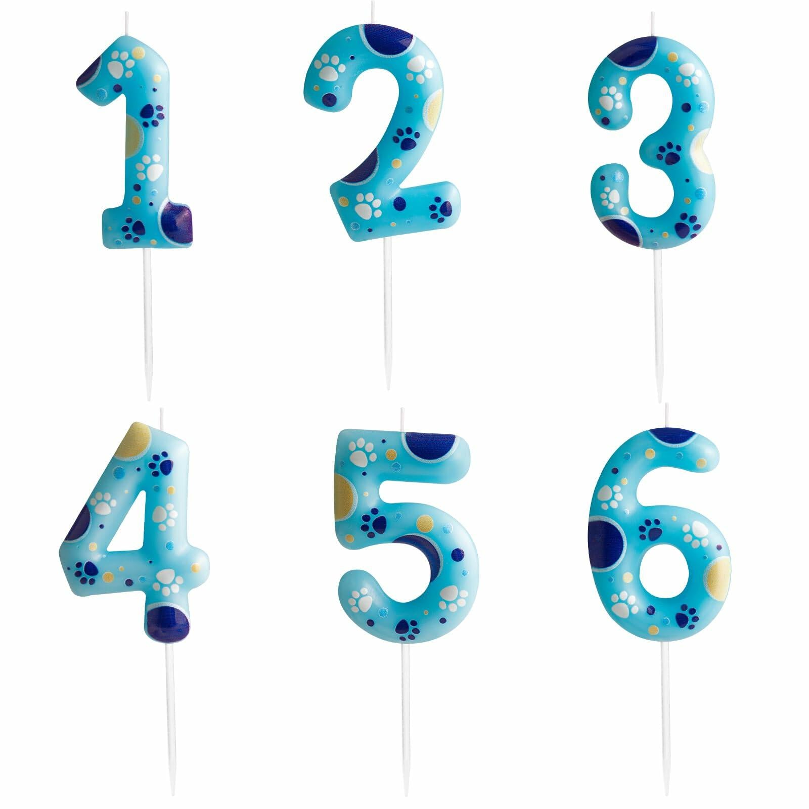 FUNCANDLE Blue Dog Paw Print Birthday Candle Number 2 Size 2 Blue