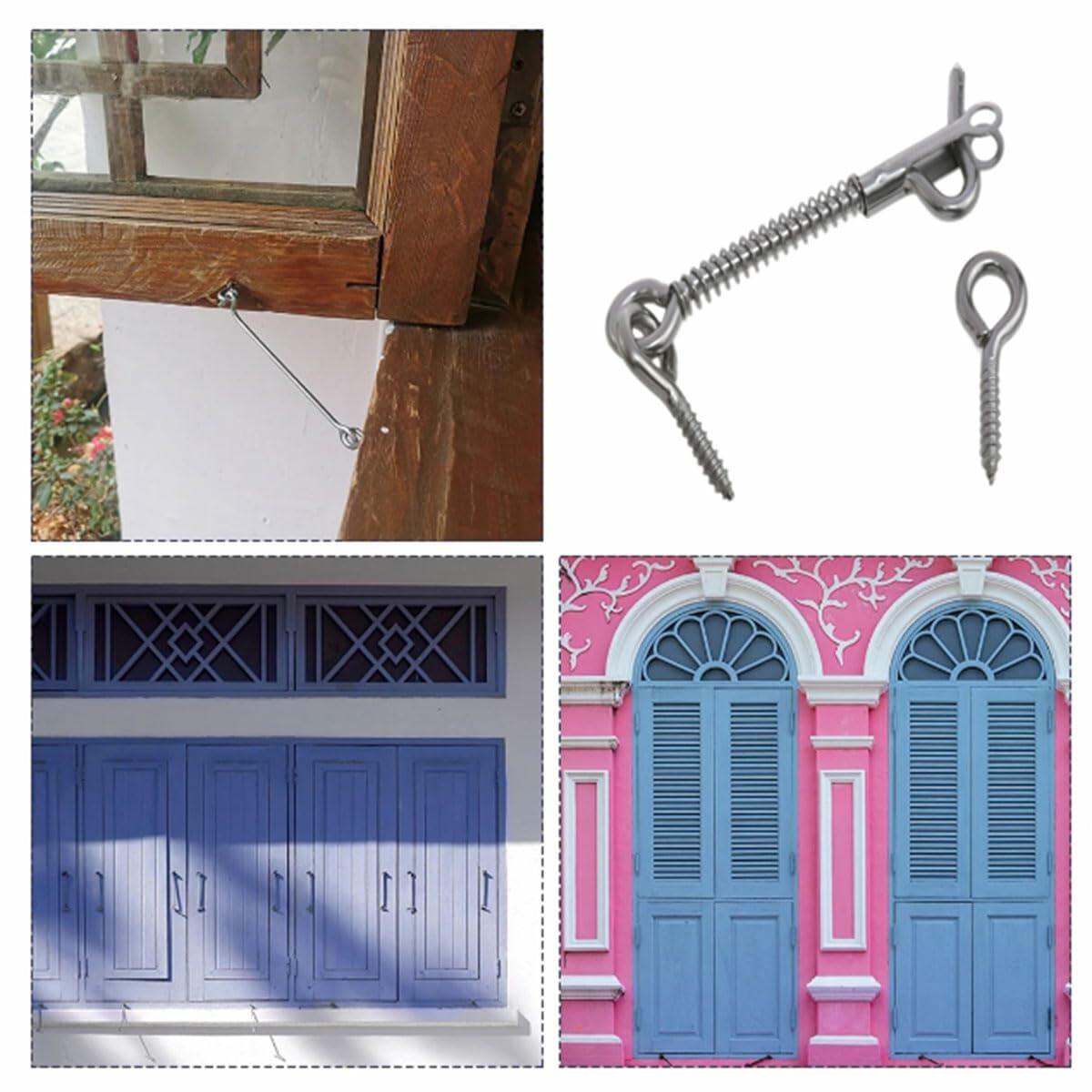 yukata 3 Inch Hook and Eye Latch Spring Gate Latch 3PCS