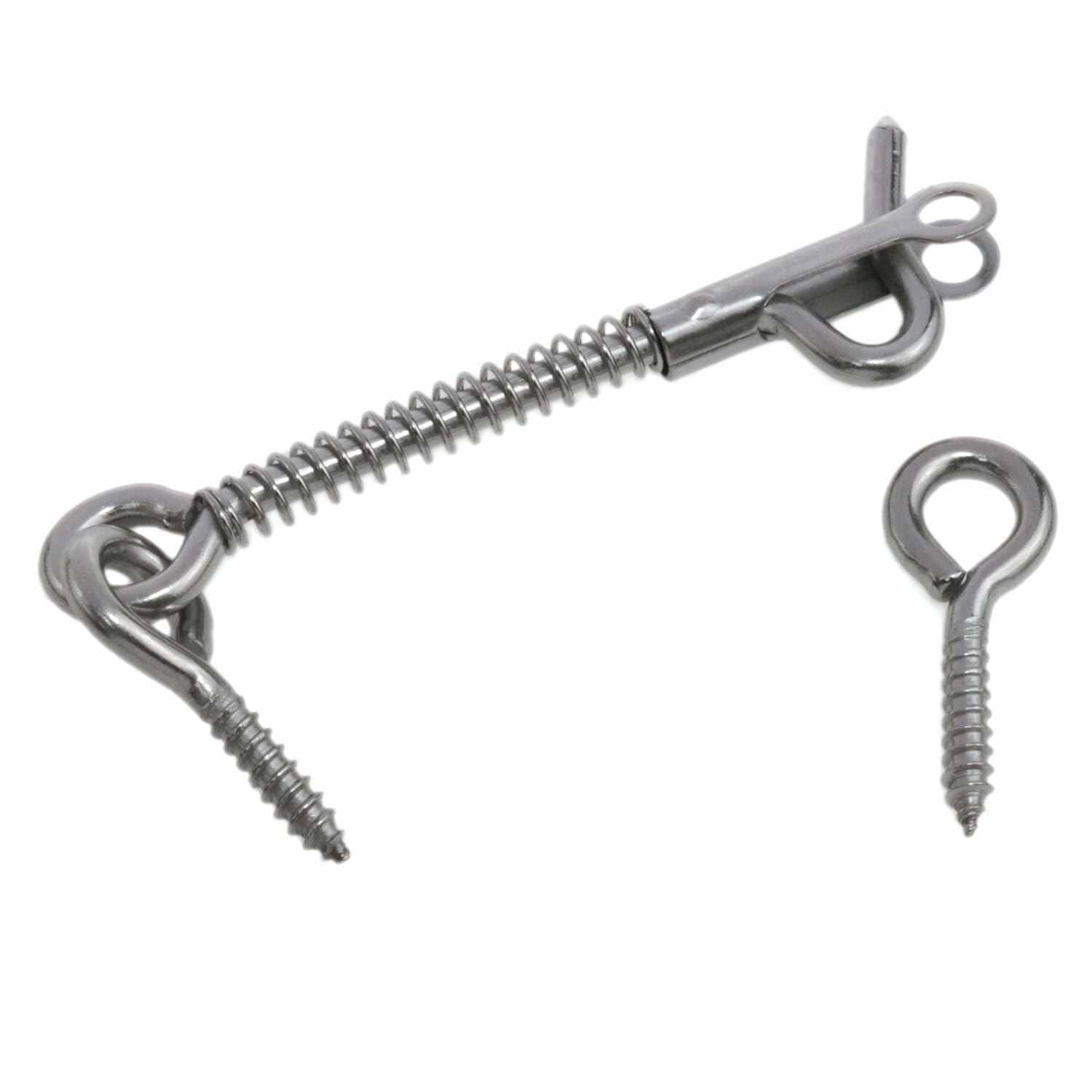 yukata 3 Inch Hook and Eye Latch Spring Gate Latch 3PCS