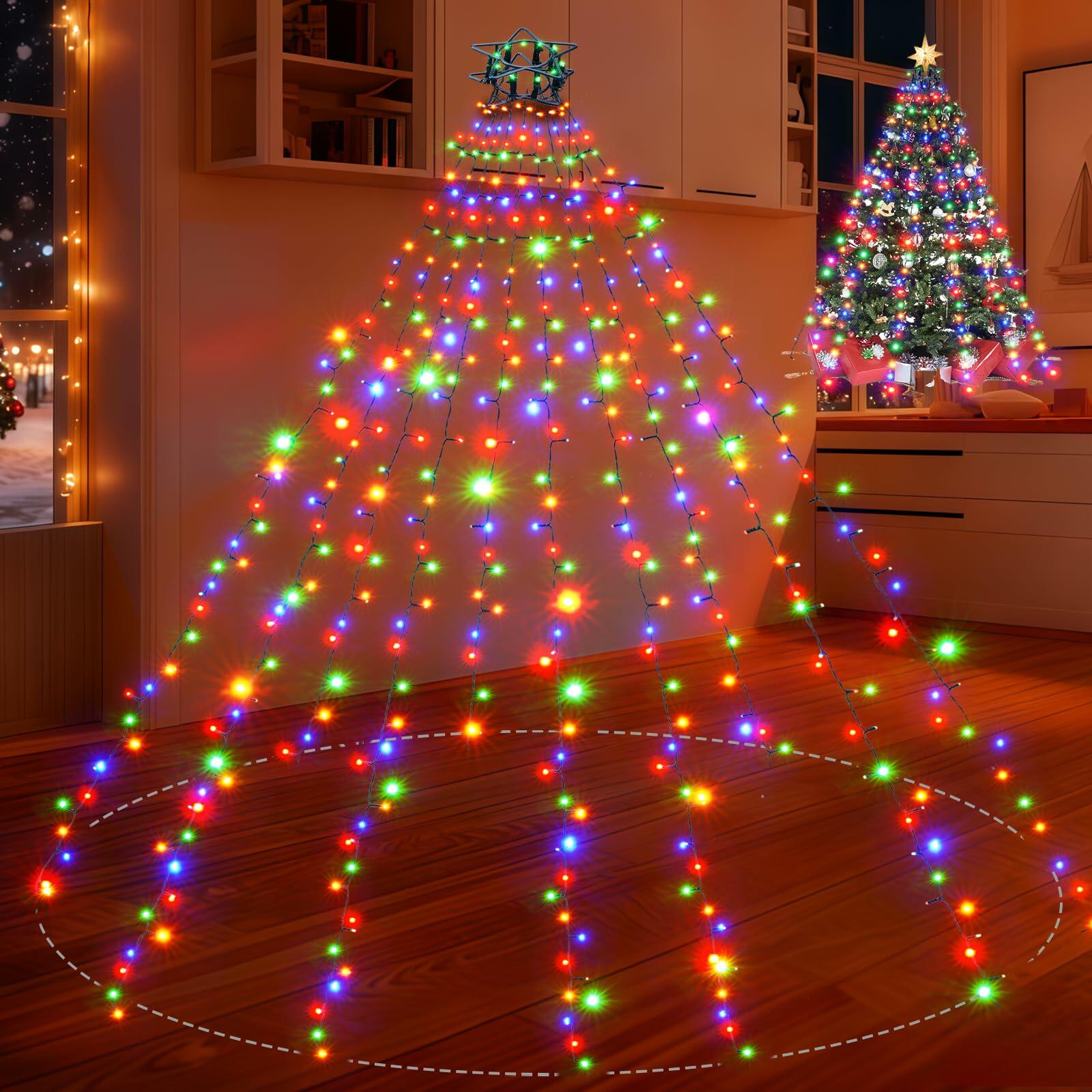 DEPMEM 396LED 10-Line Christmas Tree Lights 8 Modes Multicolor 6-10ft