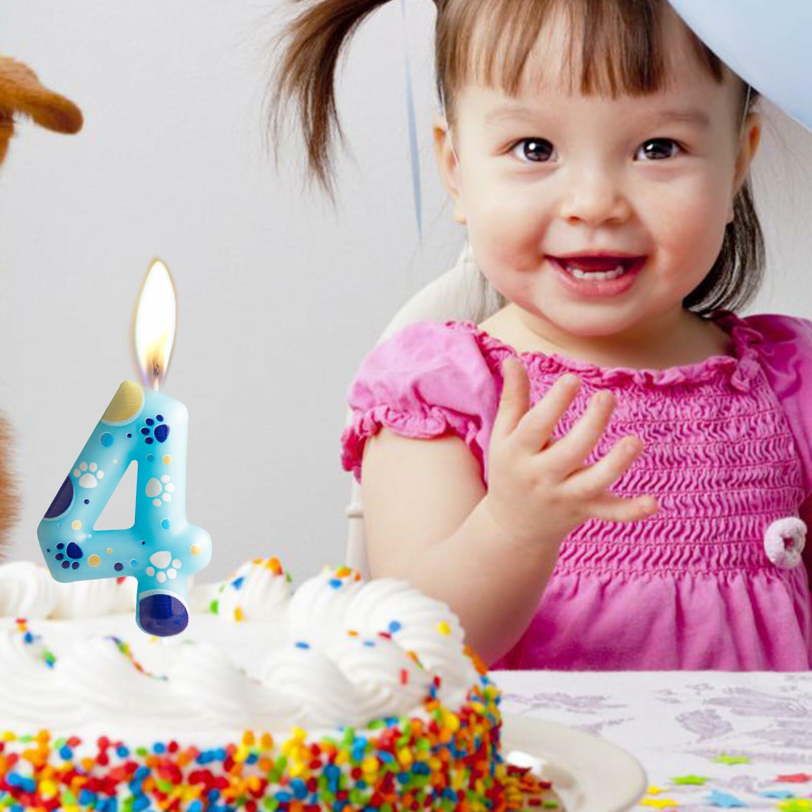 FUNCANDLE Blue Dog Paw Print Birthday Candle Number 2 Size 2 Blue