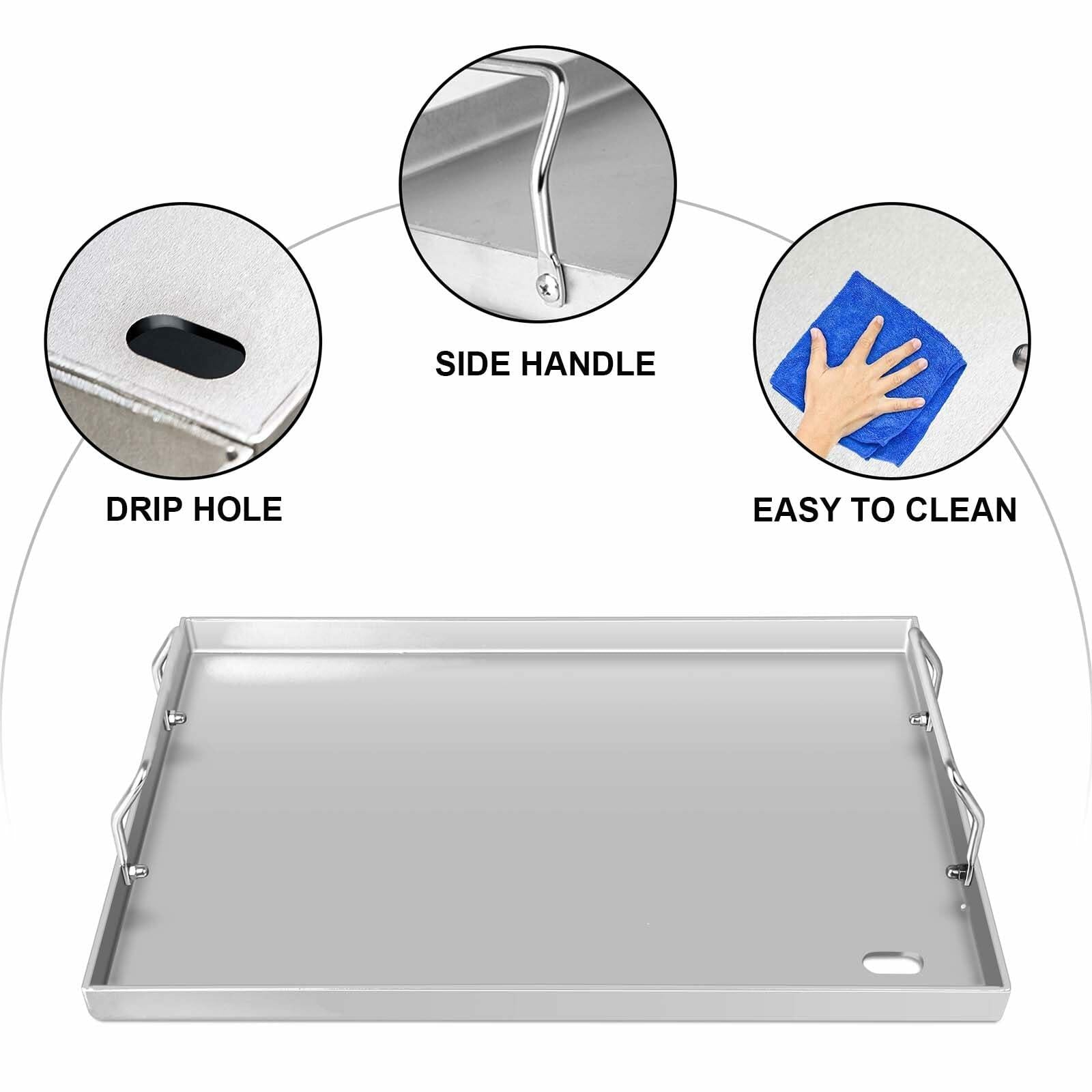 CANDANA Stainless Steel Grill Plate Griddle 17x13in Silver Outdoor BBQ
