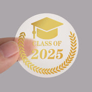 Lollutdotu 100PCS Graduation Stickers Class of 2025 Gold Foil Seals 1.6 inch
