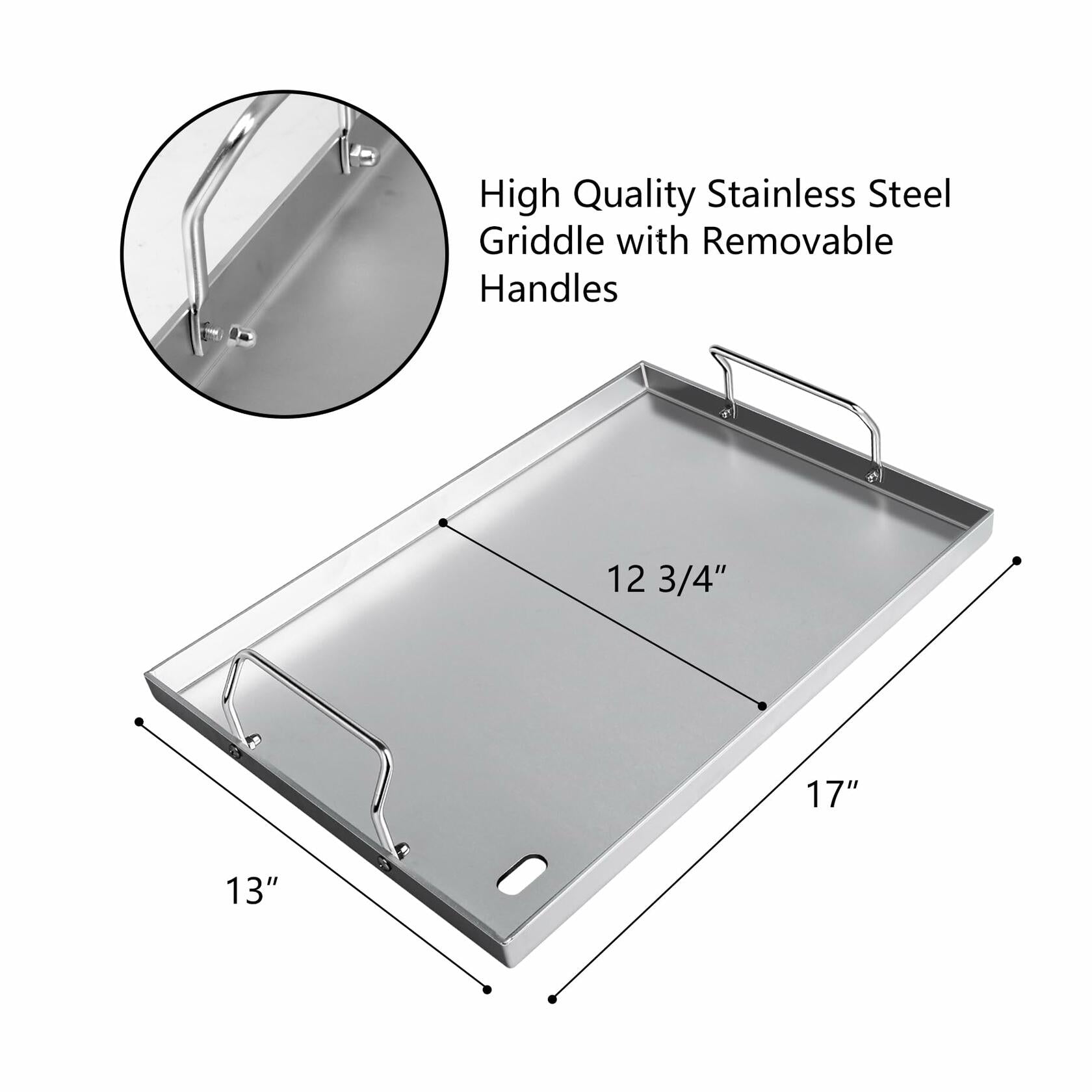 CANDANA Stainless Steel Grill Plate Griddle 17x13in Silver Outdoor BBQ