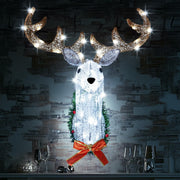 Hourleey 32" Lighted Christmas Reindeer Head Wall Decor Battery Operated White