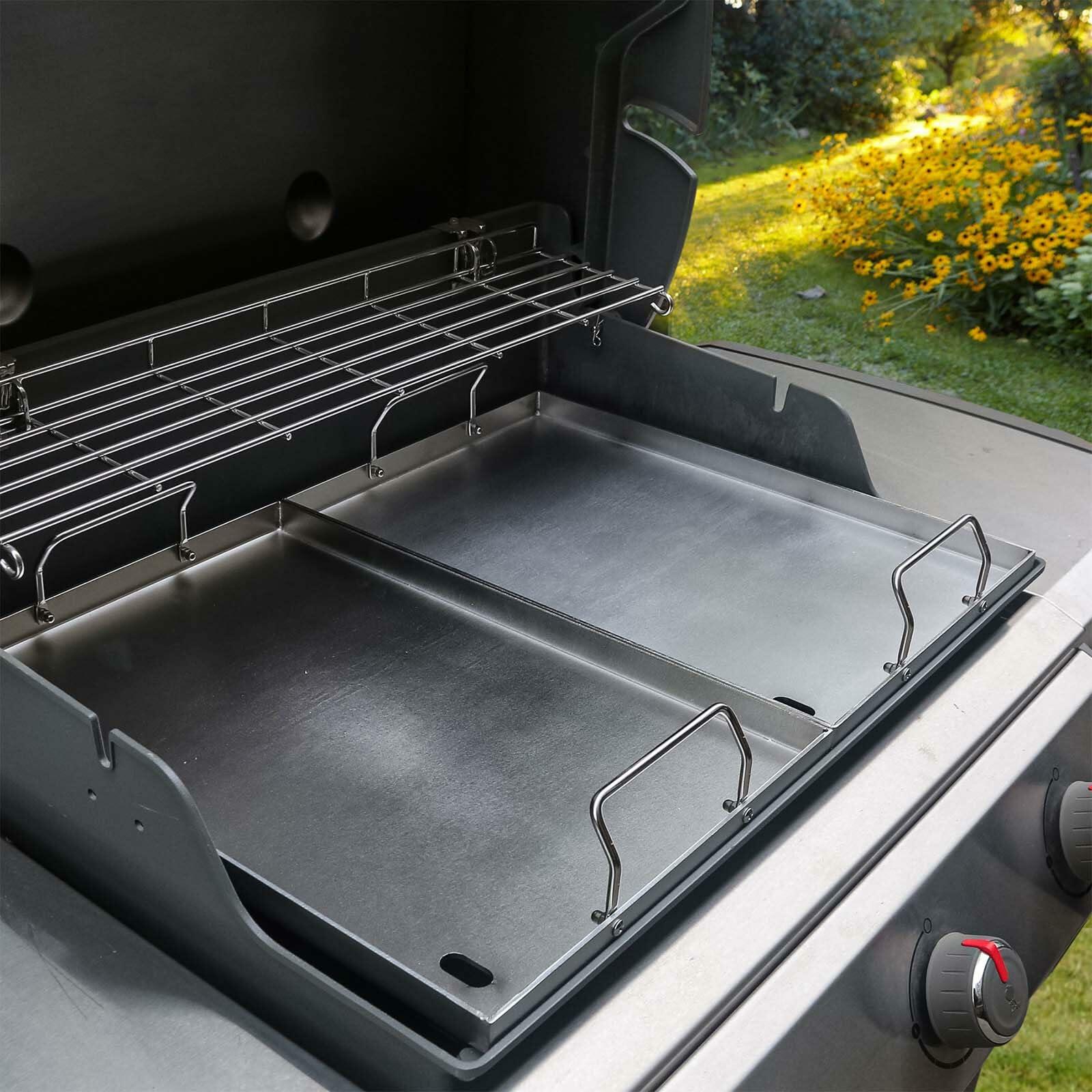 CANDANA Stainless Steel Grill Plate Griddle 17x13in Silver Outdoor BBQ