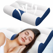 Generic Ergonomic Memory Foam Cervical Pillow Neck Pain Relief White+Blue
