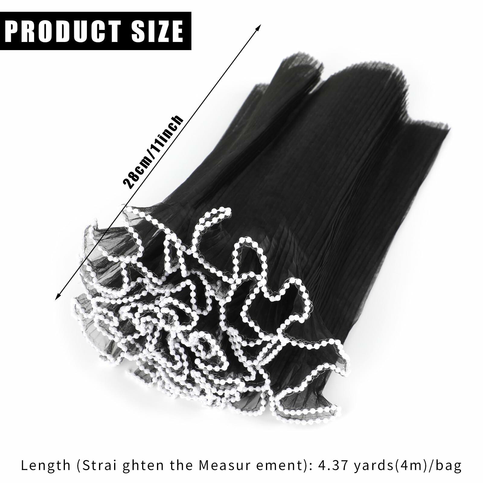 CCINEE 4.37 Yards Black Pearl Wrinkled Flower Wrapping Mesh Paper Wedding