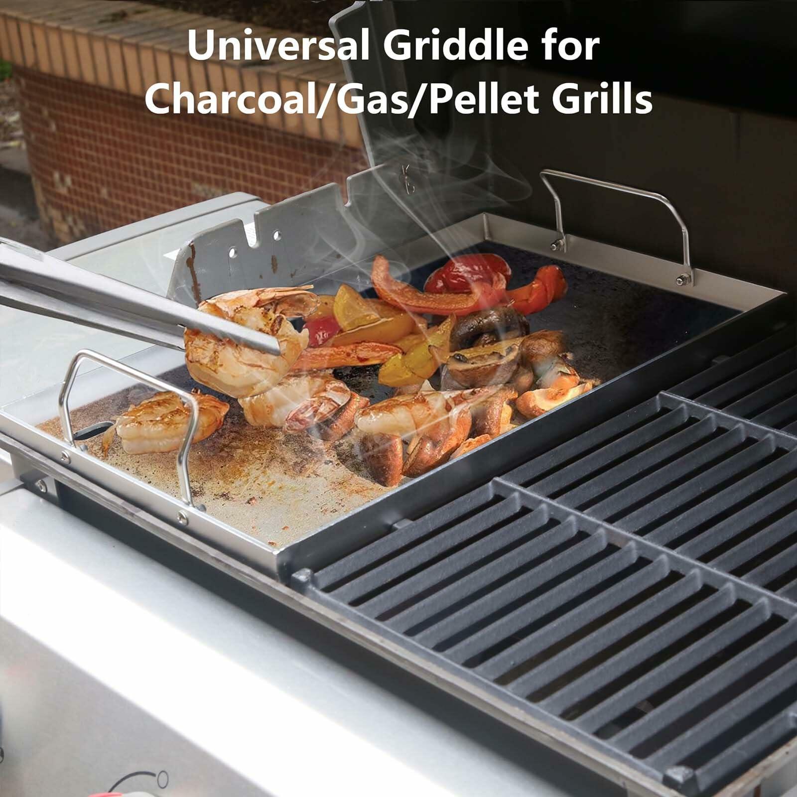 CANDANA Stainless Steel Grill Plate Griddle 17x13in Silver Outdoor BBQ