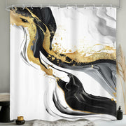 Omifly Marble Shower Curtain 72x72 Black White Gold with 12 Hooks