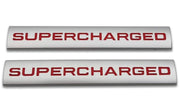 ChezMax 2Pcs 3D Raised Supercharged Car Emblem Badge Sticker Silver Red