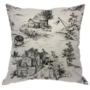 Zaueky Old Village Cotton Linen Pillow Case Black White 18x18 Inch