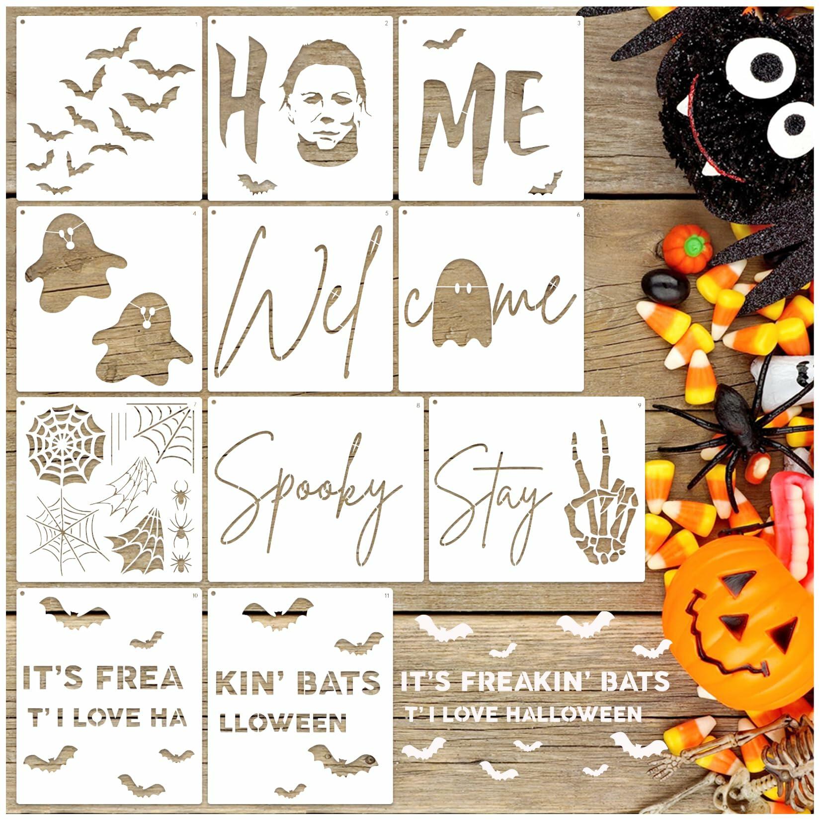 Yhliua Large Halloween Door Mat Stencil Ghost Template Reusable Craft Art