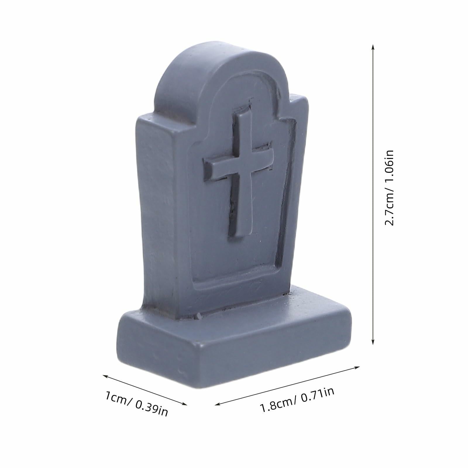BESTOYARD Halloween Mini Tombstone Decorations 20Pcs Gray Resin 1.06x0.70x0.39in