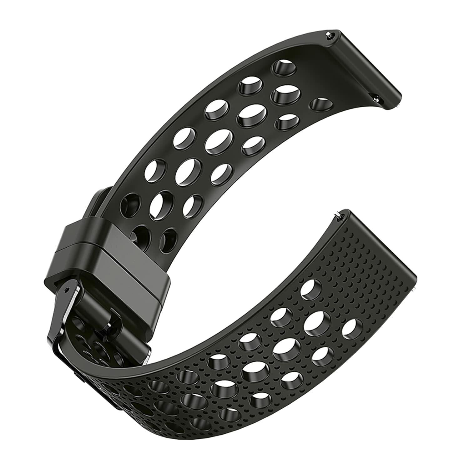 Lamshaw TOZO S3 Silicone Sport Watch Band Metal Buckle Black 1.83" Size 1.83"
