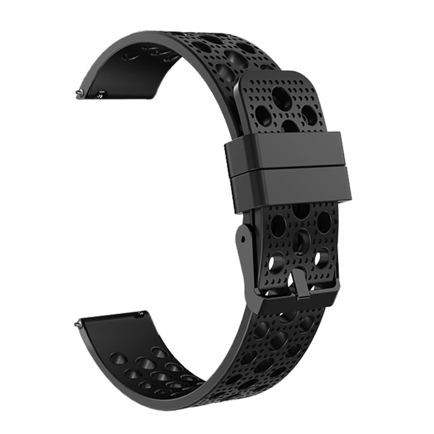 Lamshaw TOZO S3 Silicone Sport Watch Band Metal Buckle Black 1.83" Size 1.83"