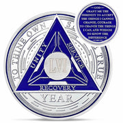 Recovery Triangle 56 Year Sobriety Coin Silver NA AA Medallion