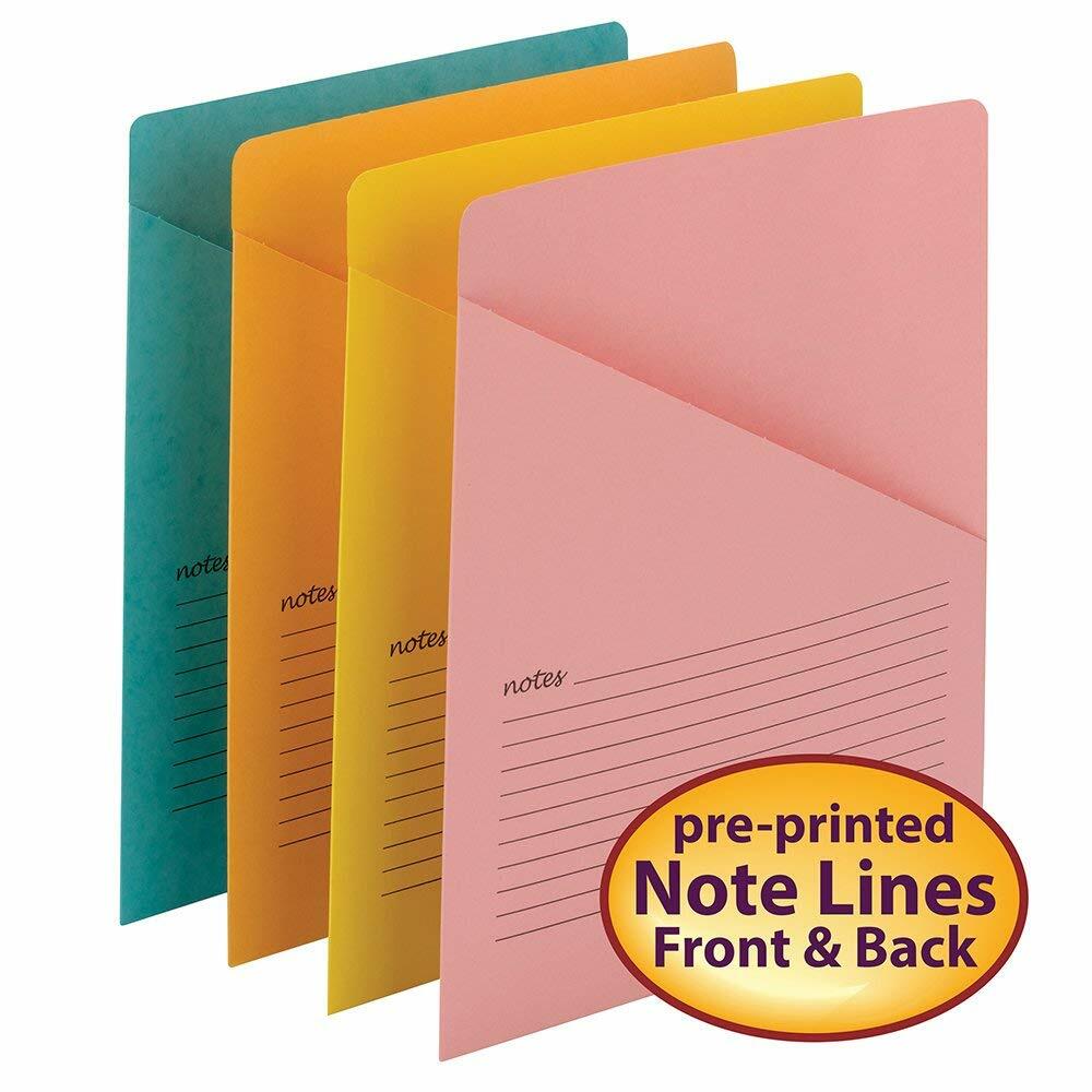 Smead Organized Up Notes Slash File Jacket Letter Size Assorted Colors 24 Pack