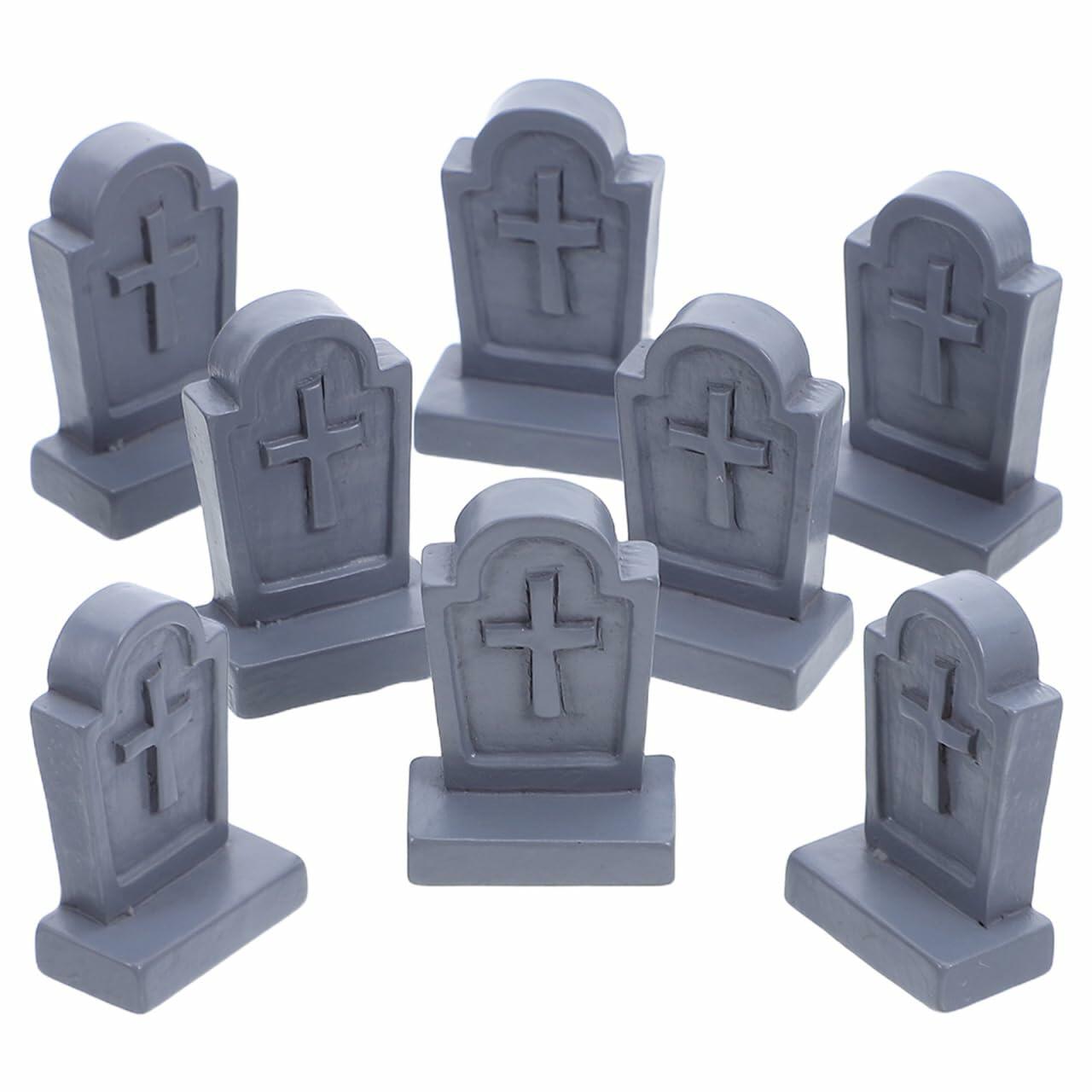 BESTOYARD Halloween Mini Tombstone Decorations 20Pcs Gray Resin 1.06x0.70x0.39in