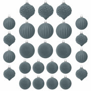 KI Store Velvet Christmas Balls Lux Gray 25pcs Flocked Xmas Tree Decor