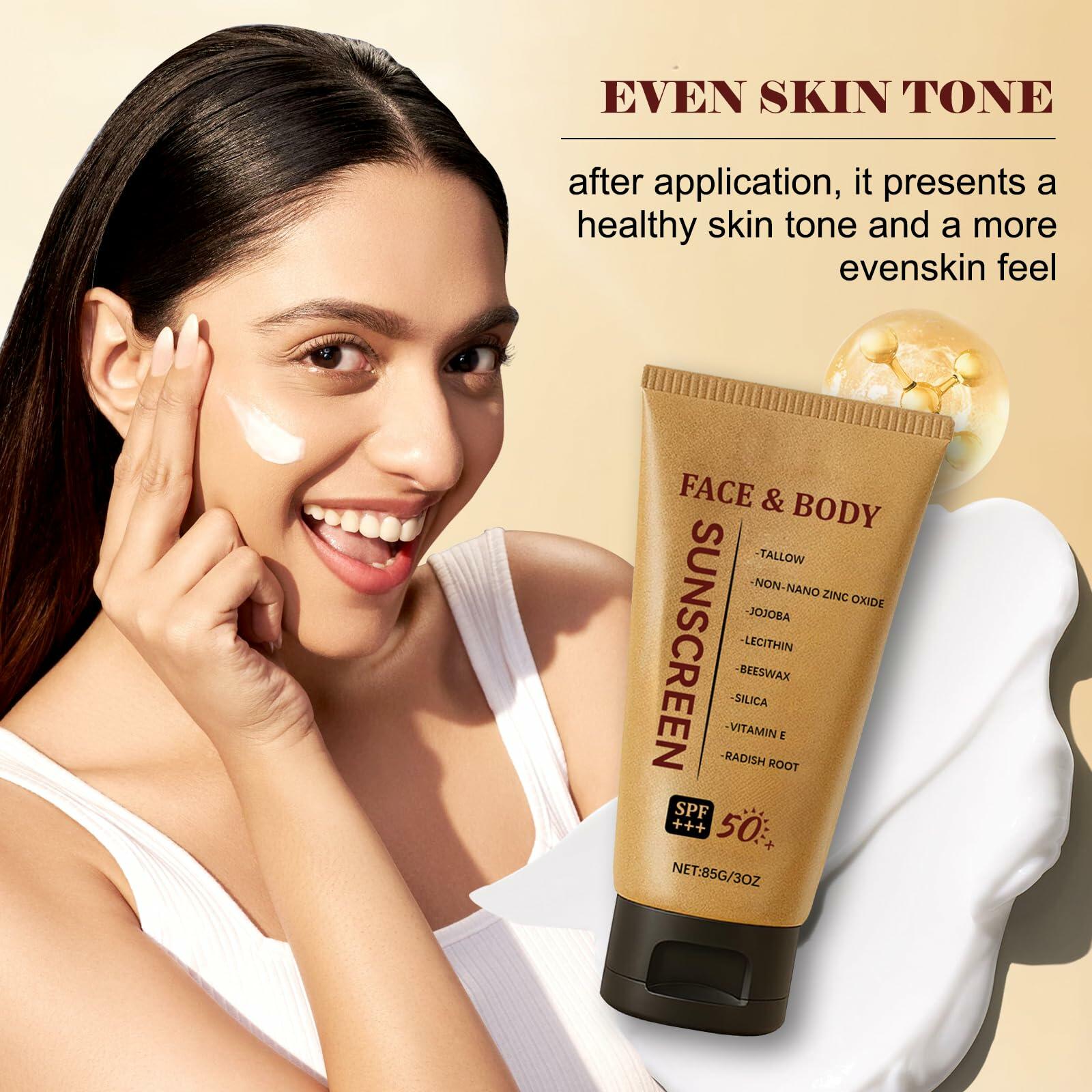 Tealloe Mineral Tallow Sunscreen SPF 50+++ Organic Natural Beef Tallow 3 Fl Oz