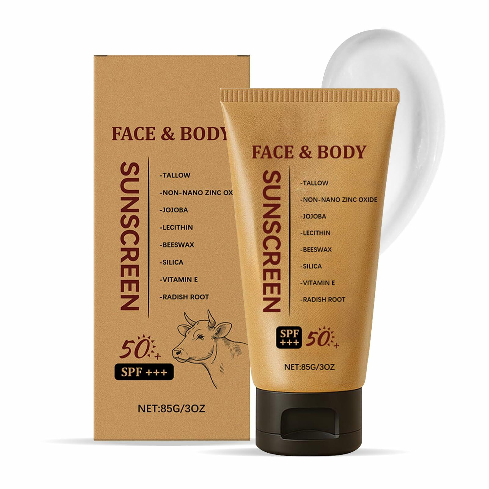 Tealloe Mineral Tallow Sunscreen SPF 50+++ Organic Natural Beef Tallow 3 Fl Oz