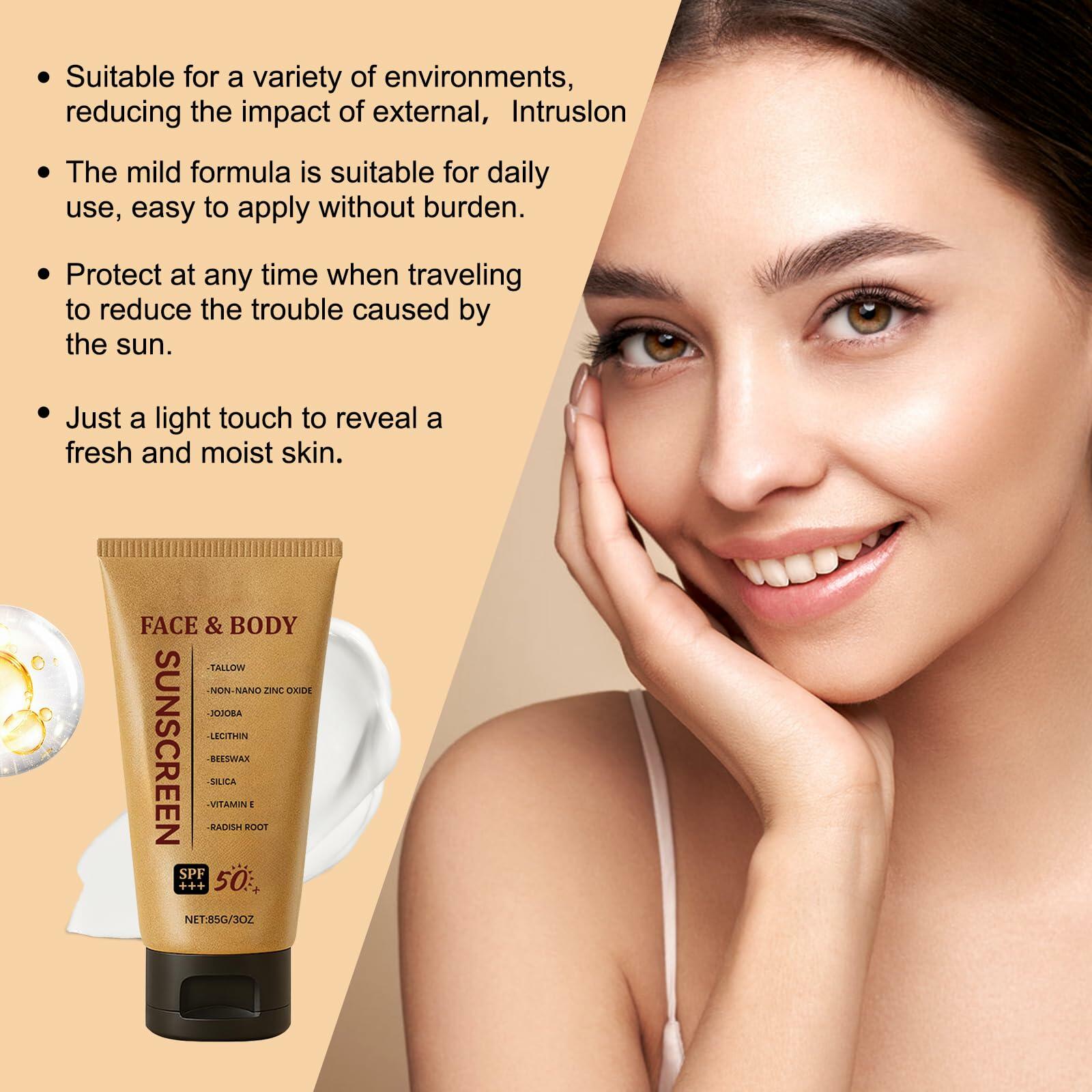 Tealloe Mineral Tallow Sunscreen SPF 50+++ Organic Natural Beef Tallow 3 Fl Oz