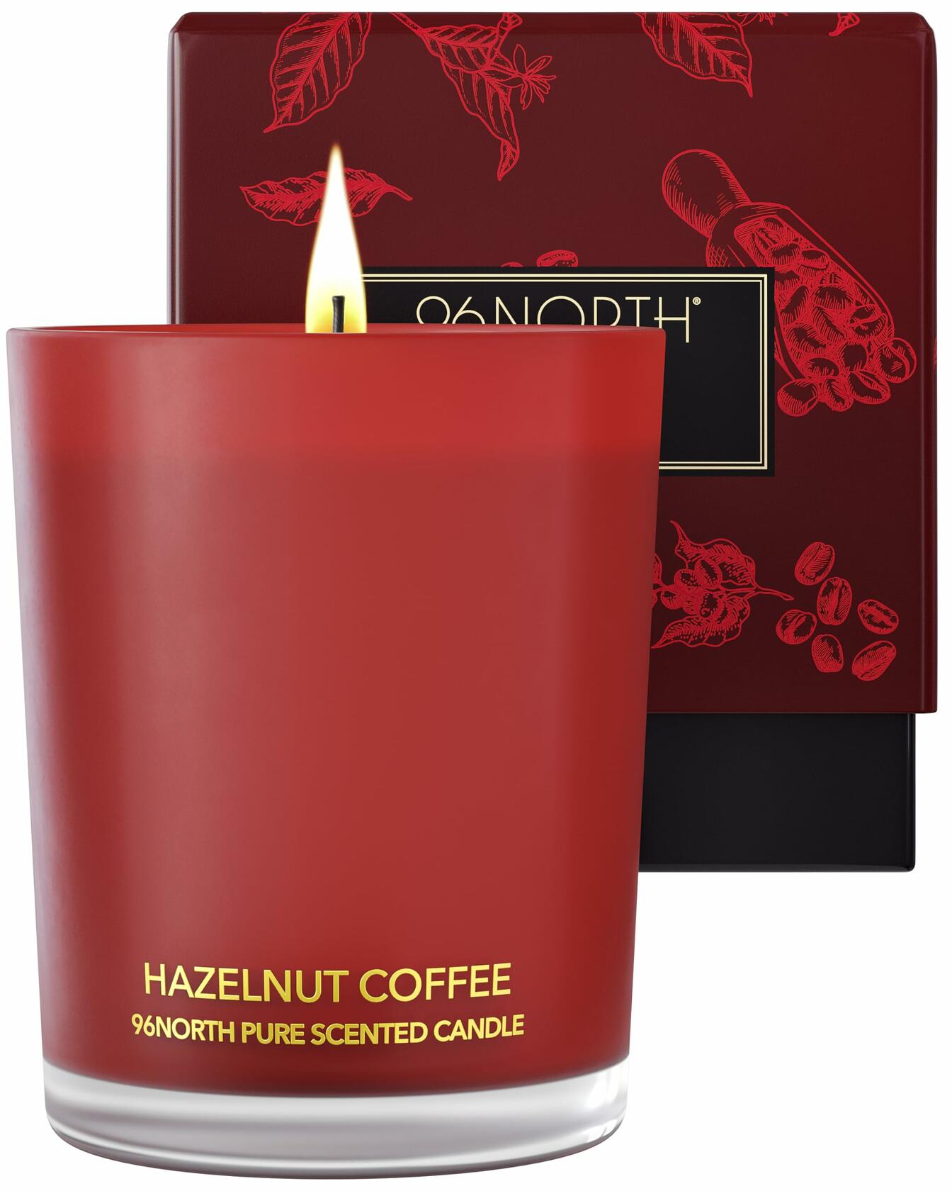 96NORTH Pure Hazelnut Coffee Soy Wax Candle 1-Wick Red Small-Medium