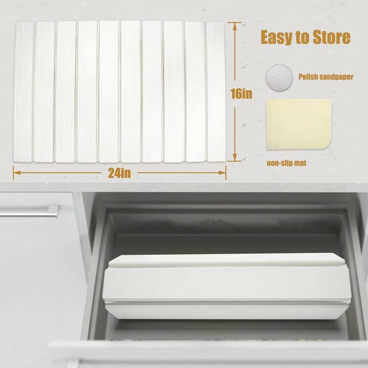 Leilifre Stone Dish Drying Mat 24x16 White Water-Absorbent Collapsible