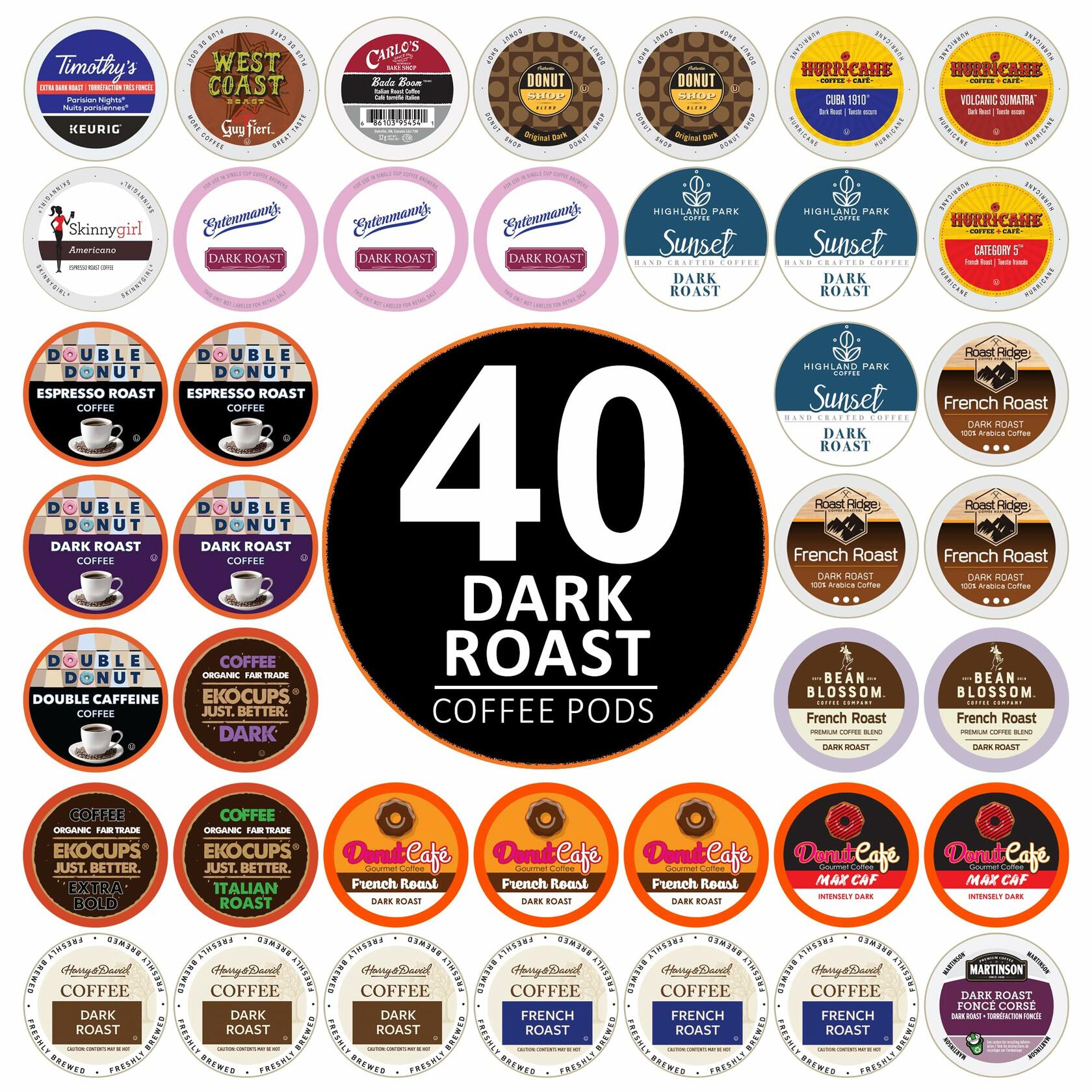 Perfect Samplers Dark Roast Coffee Pod Variety Pack 40 Count for Keurig