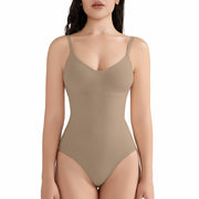 LUMIVAE Women's Seamless Tummy Control Bodysuit Spaghetti Strap Sienna Size L-XL