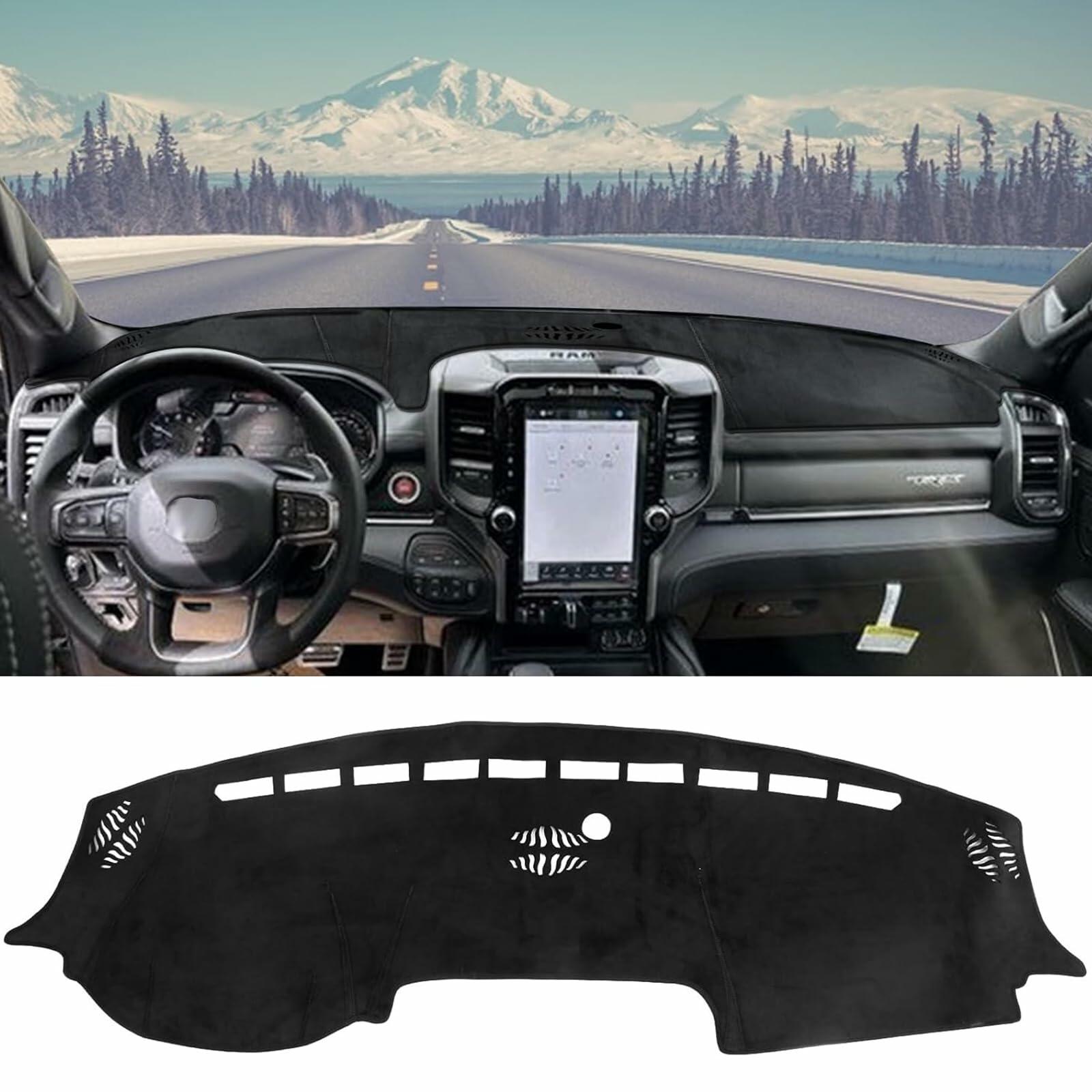 DWKJMYCP Flannel Dash Cover for Dodge Ram 1500 2500 3500 2019-2025 Black
