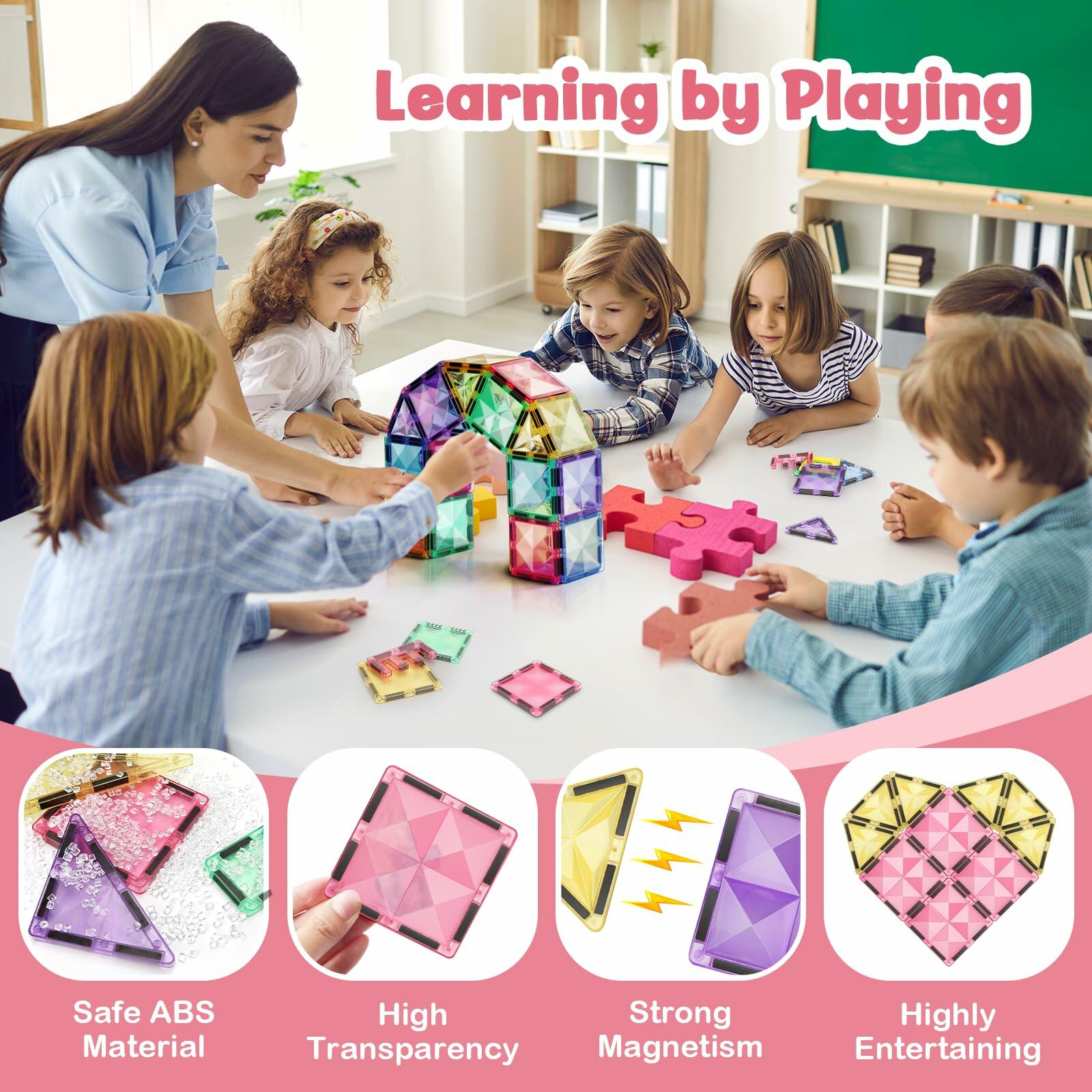BBMVP Magnetic Building Tiles 120 PCS STEM Educational Toy Multicolor