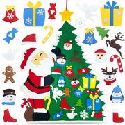 JUN-ELECTRON DIY Felt Christmas Tree Set 3.2Ft Green with Ornaments & Lights