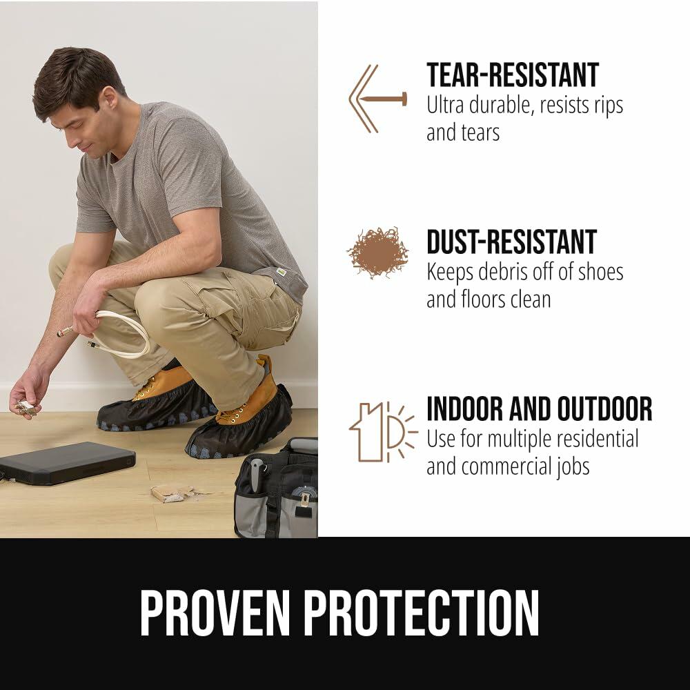 GORILLA GUARD Disposable Shoe Covers Ankle Booties Tear Resistant Black 200