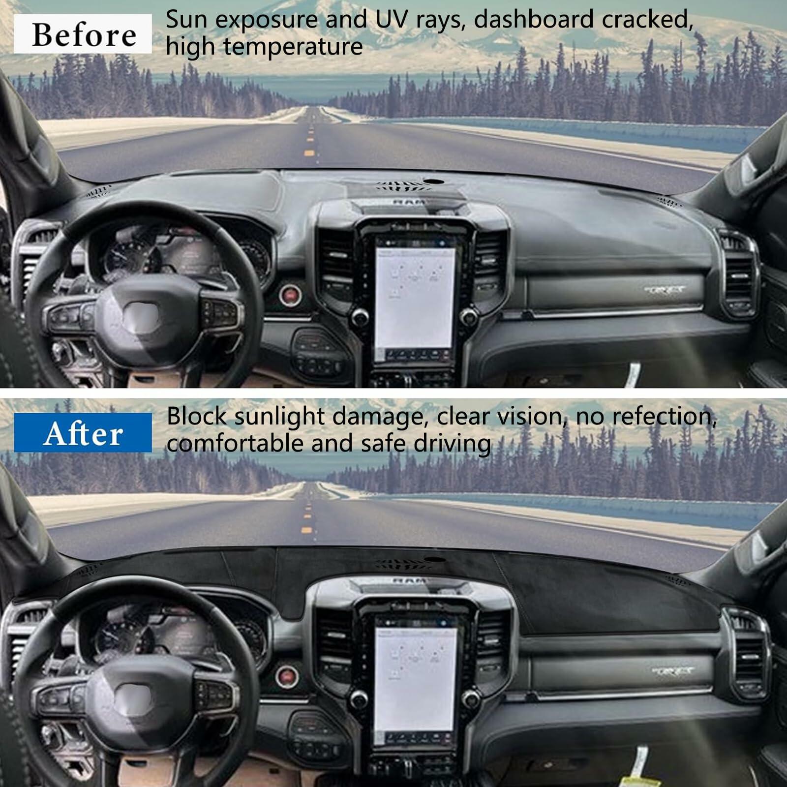 DWKJMYCP Flannel Dash Cover for Dodge Ram 1500 2500 3500 2019-2025 Black