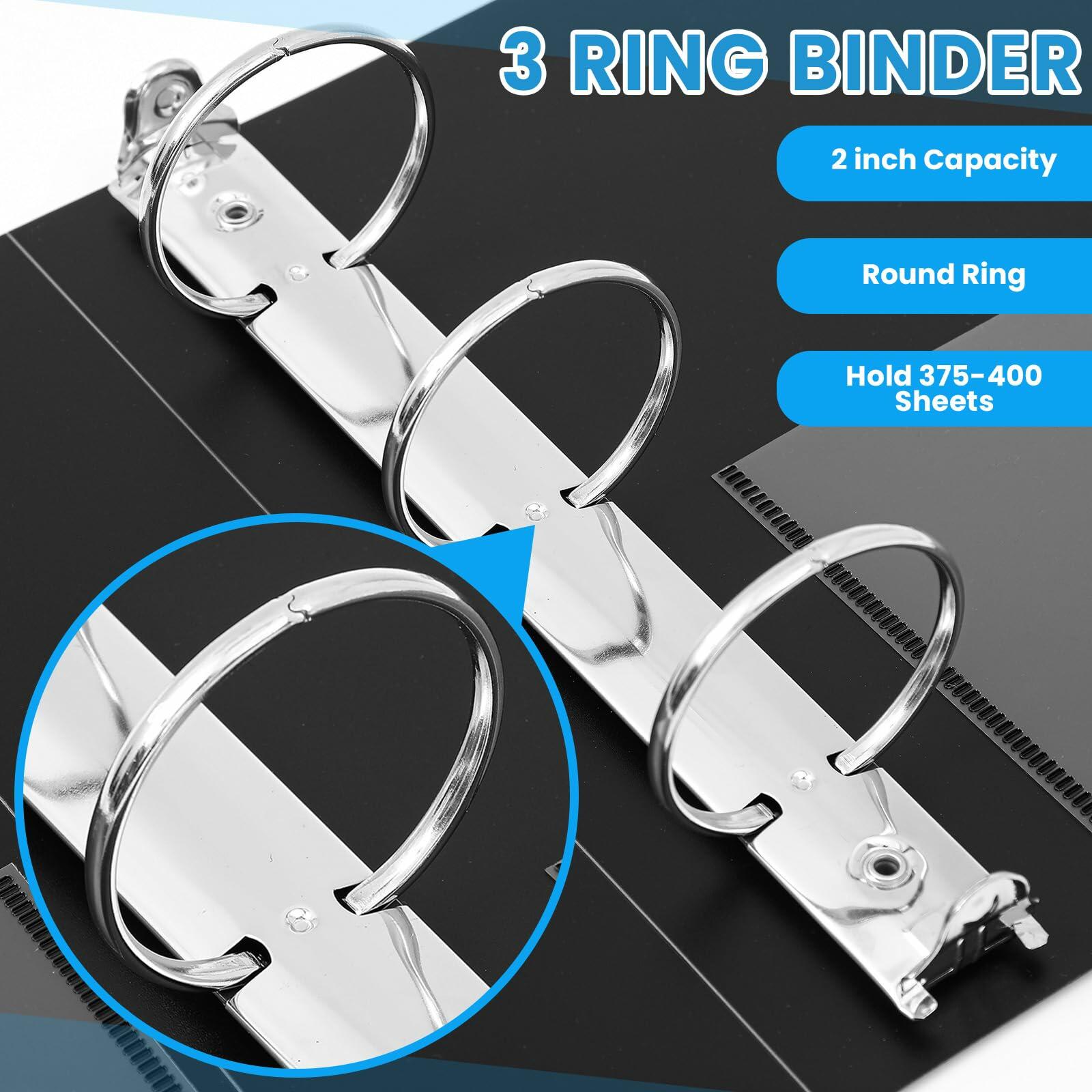 Henoyso 6 Pcs Mini 3 Ring Binders 2 Inch Black Fits 5.5x8.5 Paper