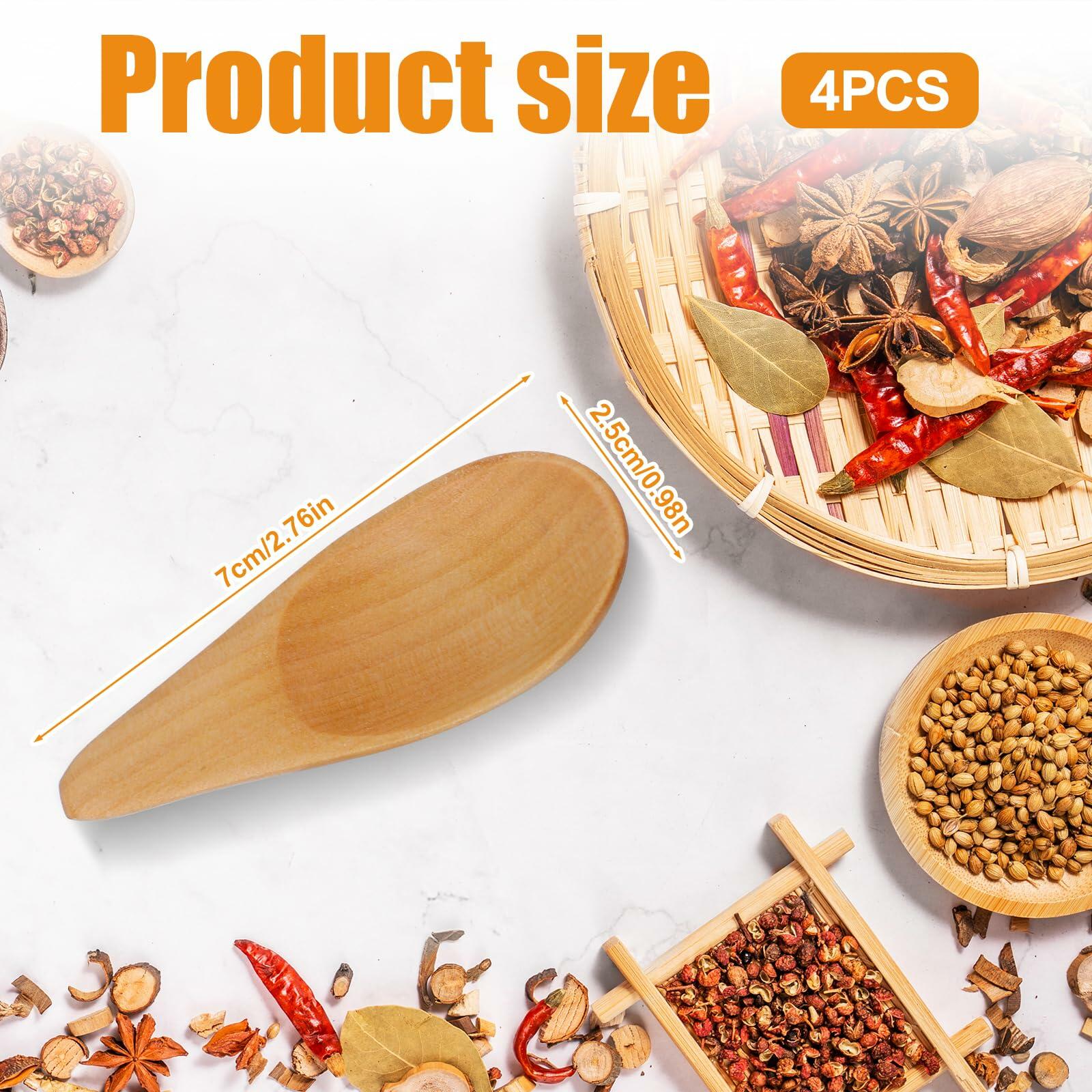 Gosknor Handmade Wooden Spoons Mini Spice Teaspoons 2.76x0.98in 4pcs Wood