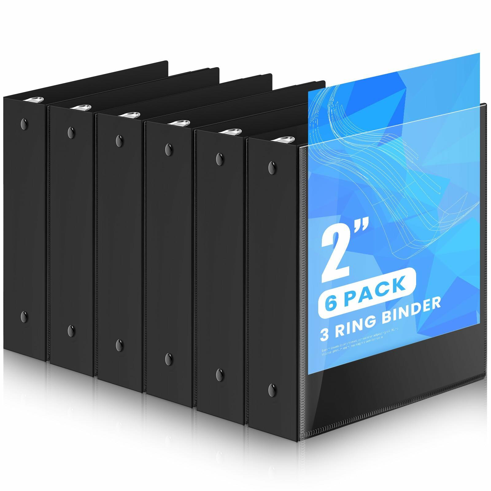 Henoyso 6 Pcs Mini 3 Ring Binders 2 Inch Black Fits 5.5x8.5 Paper
