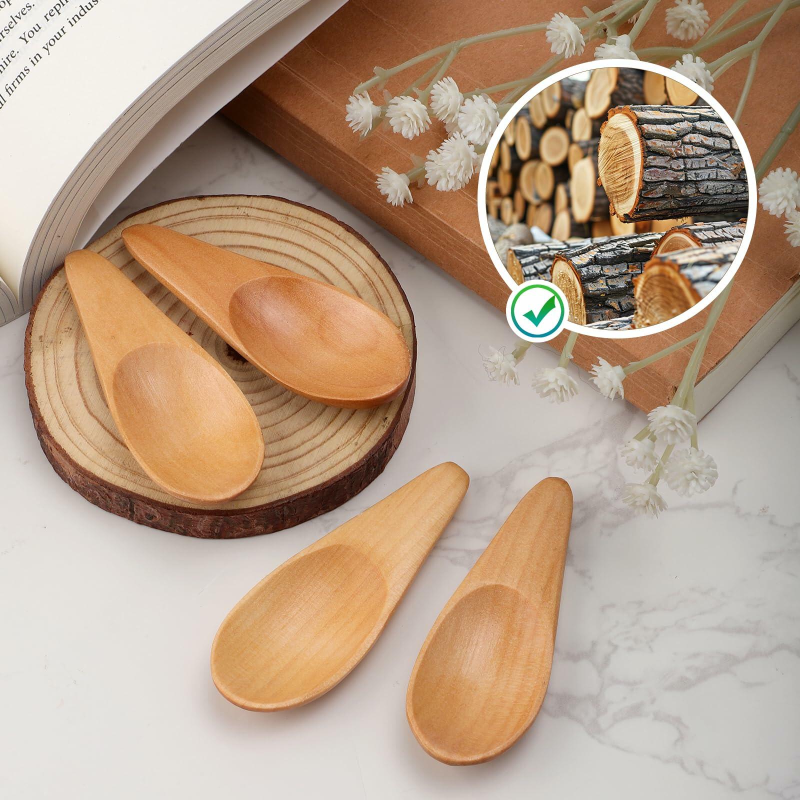Gosknor Handmade Wooden Spoons Mini Spice Teaspoons 2.76x0.98in 4pcs Wood