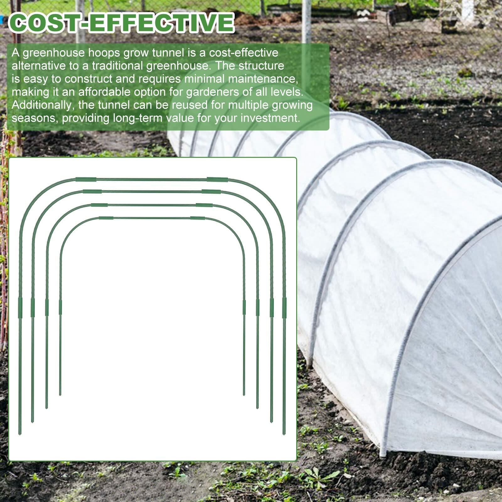 xingruyu 8 Sets 41.3x31.5in Garden Hoops Raised Bed Grow Tunnel Green 24 Clips