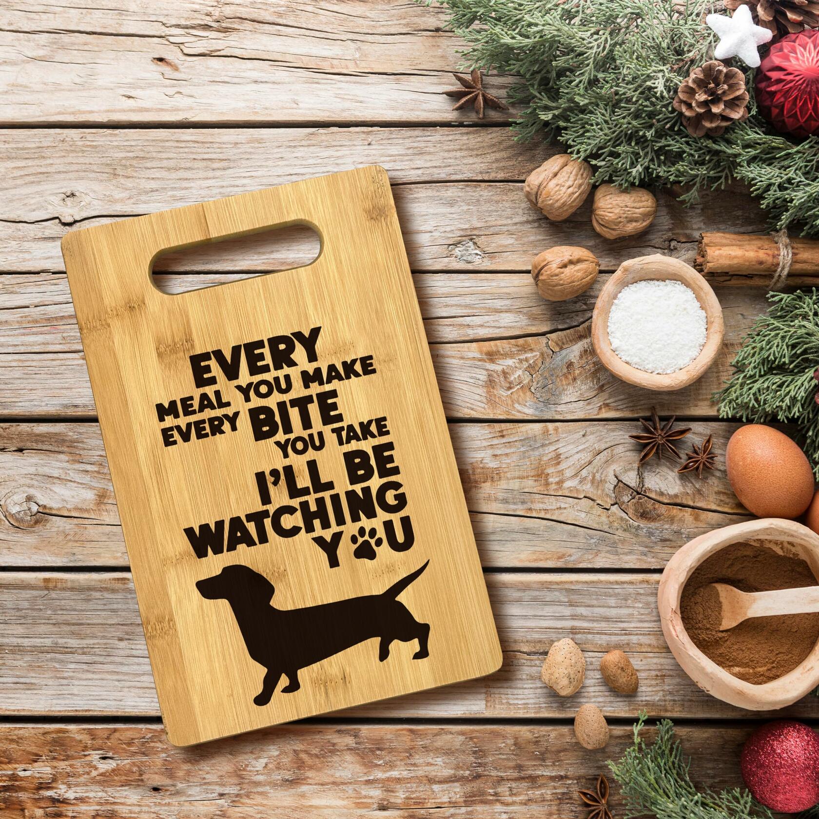 FONDCANYON Dachshund Bamboo Wood Cutting Board Kitchen Decor Brown