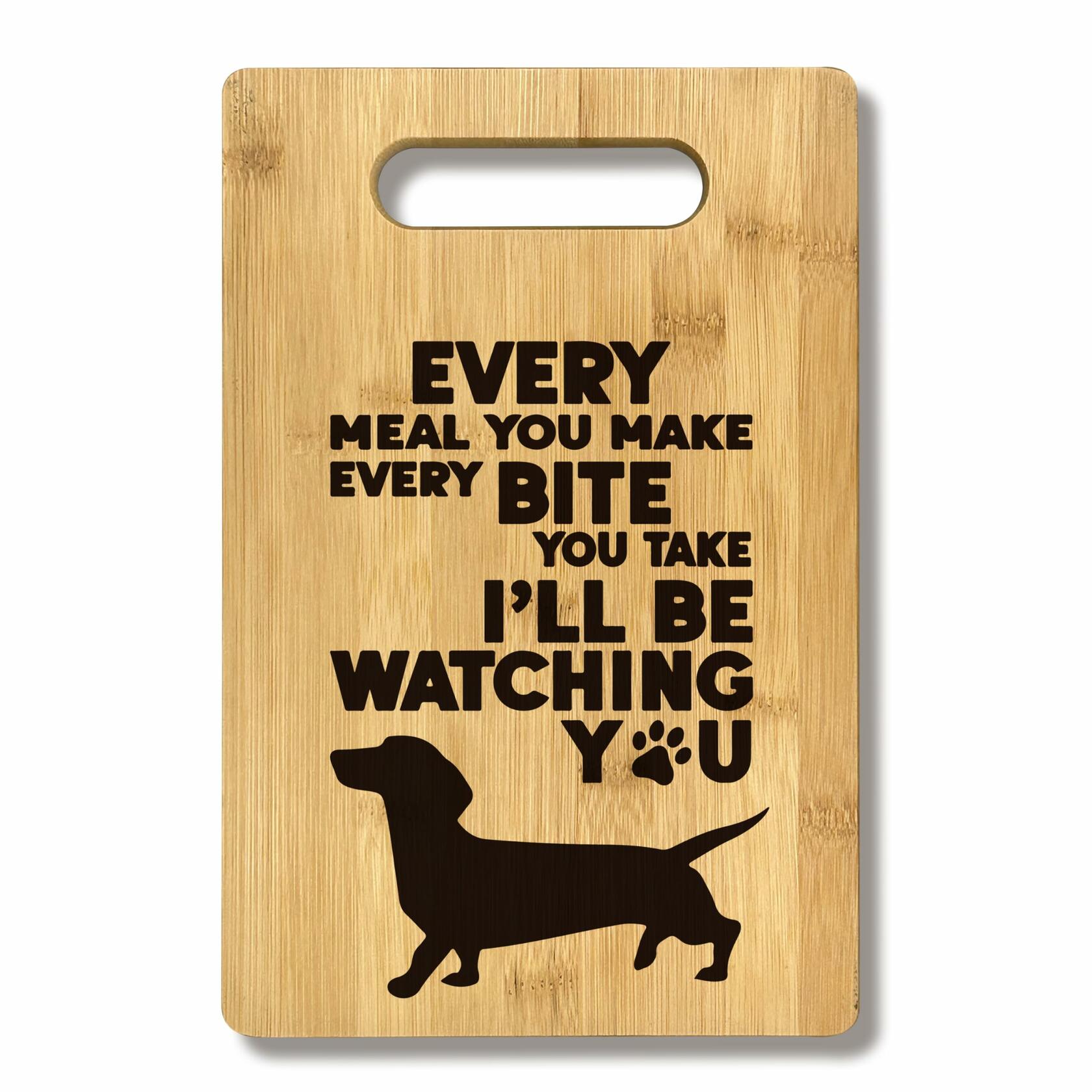 FONDCANYON Dachshund Bamboo Wood Cutting Board Kitchen Decor Brown