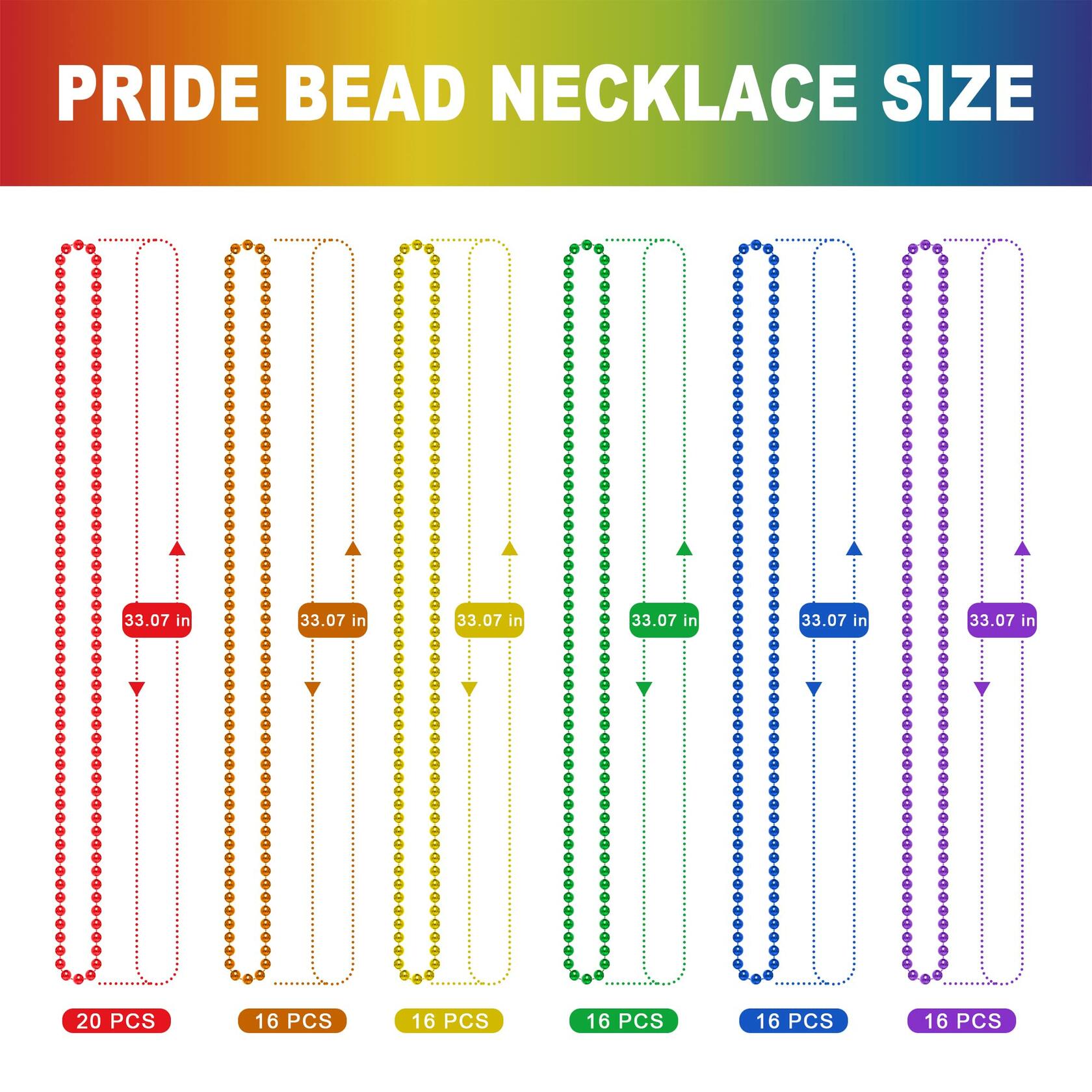 EOBOH LGBTQ Pride Beads Necklace Accessories 100PCS Metallic Colors Bulk