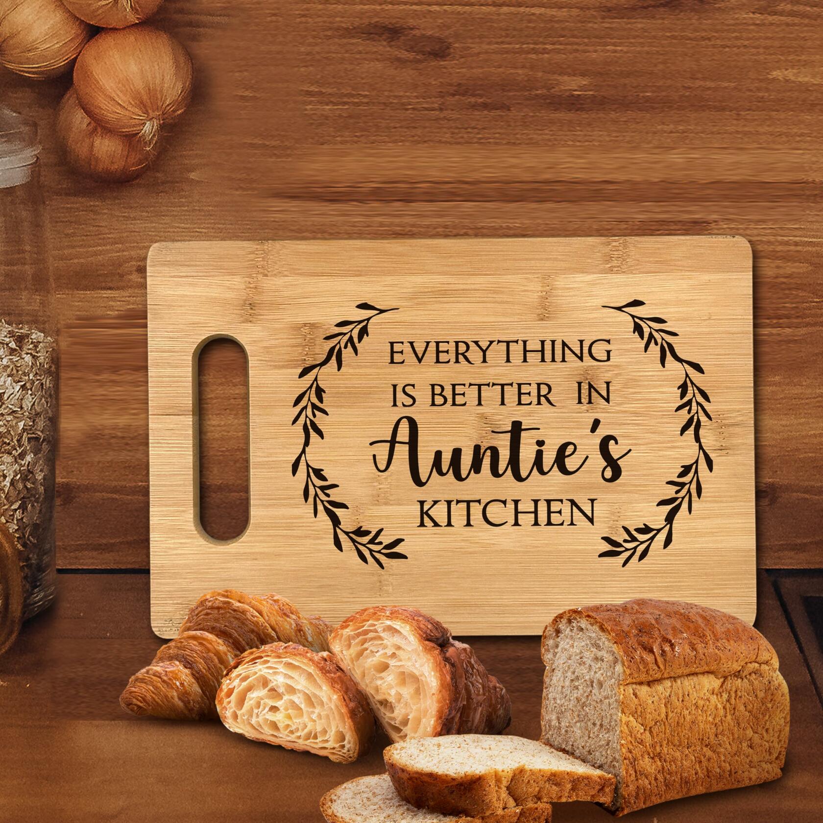 FONDCANYON Bamboo Cutting Board Kitchen Decor Brown Aunt Gift