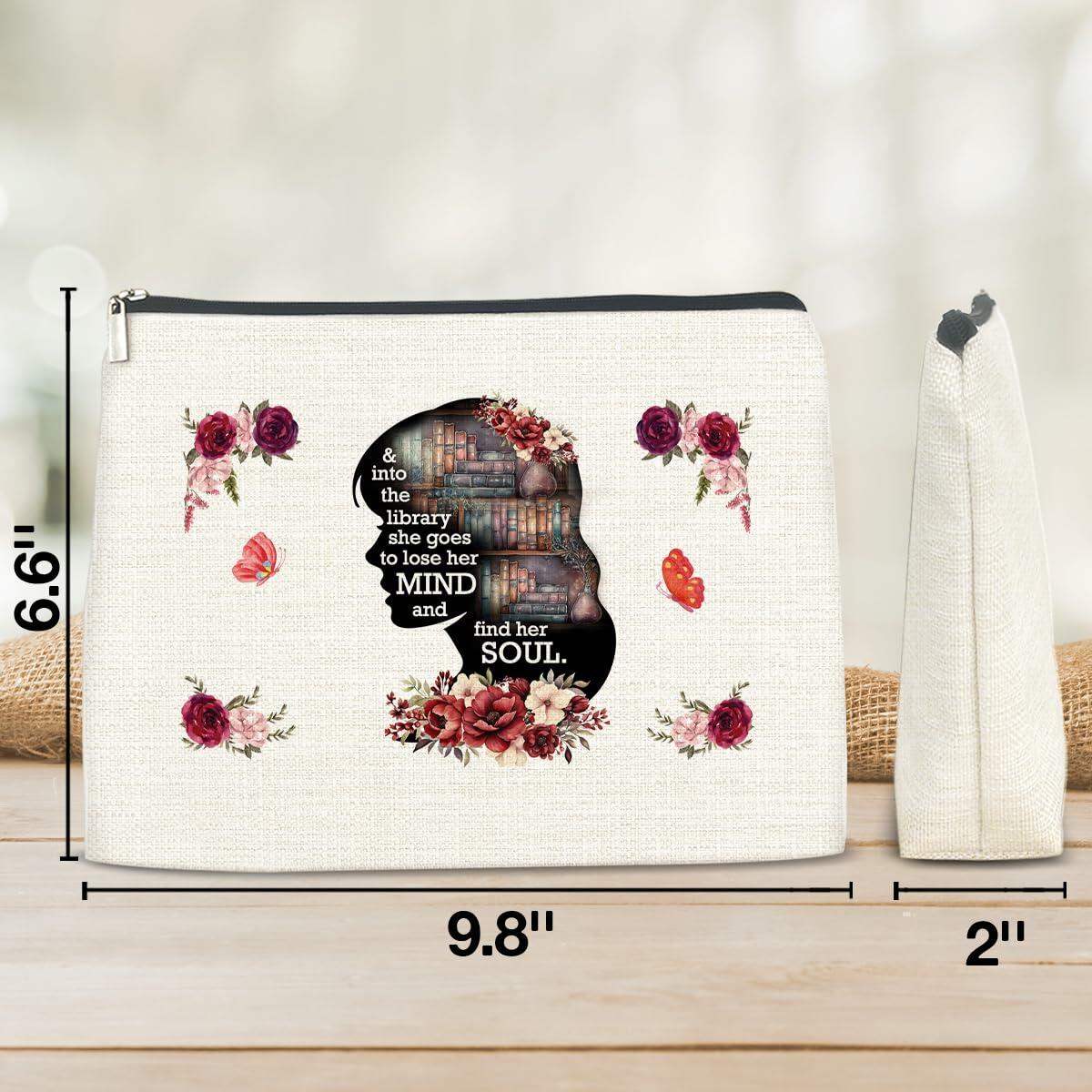 Soiceu Makeup Bag for Librarians Book Lovers Cosmetic Pouch Polychrome