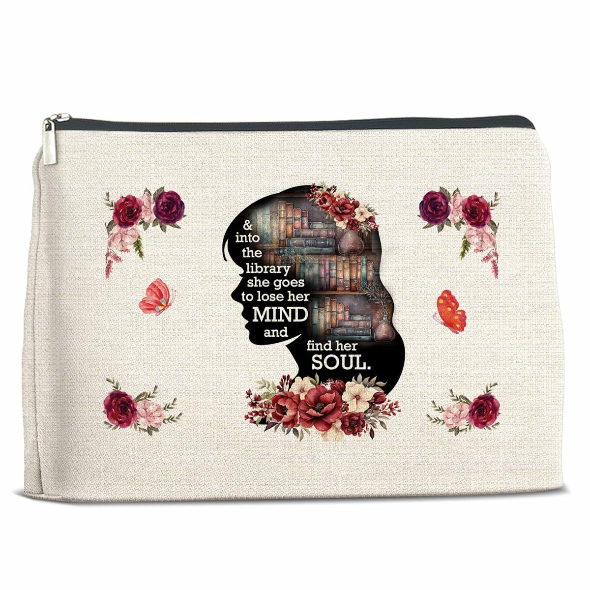 Soiceu Makeup Bag for Librarians Book Lovers Cosmetic Pouch Polychrome