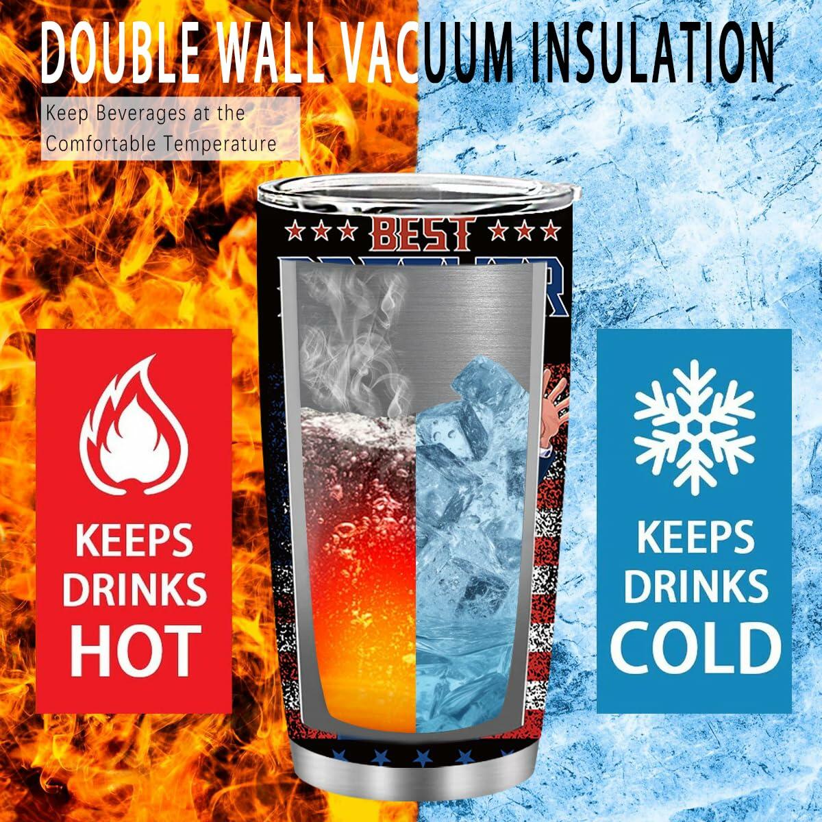 MoYueno 20 Oz Stainless Steel Dad Tumbler with Brush & Straw, 1 PCS Dad 1