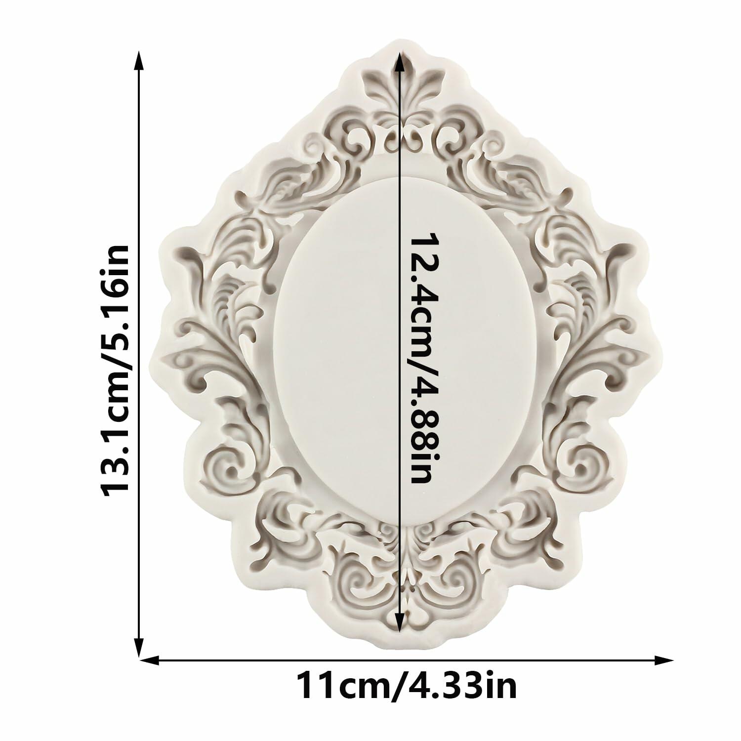 CANYANGMOLD Baroque Photo Frame Silicone Mold Gray 0.39x3.18x2.87in 1 Pc